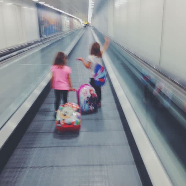 kids on travelator